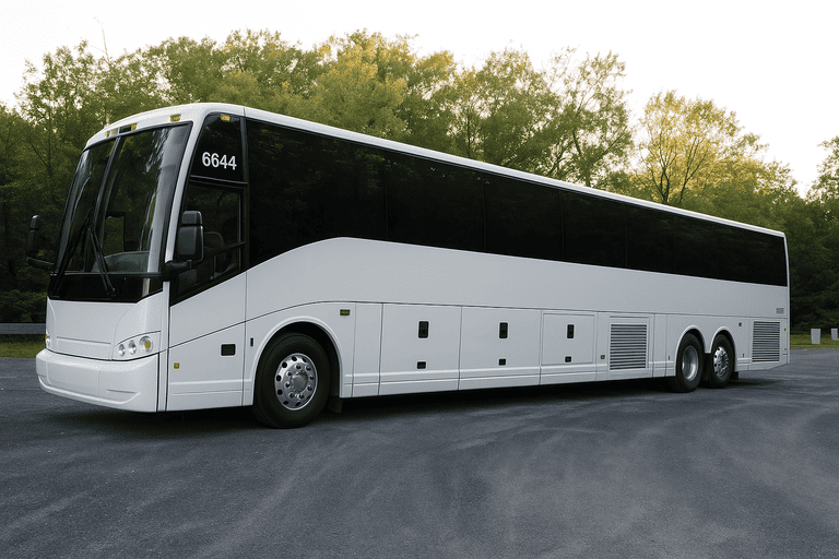 exterior of Fall River Minibus Company coach bus